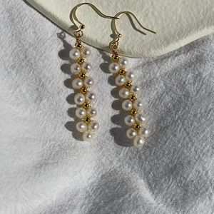 14k gold plated handmade natural pearl earrings
